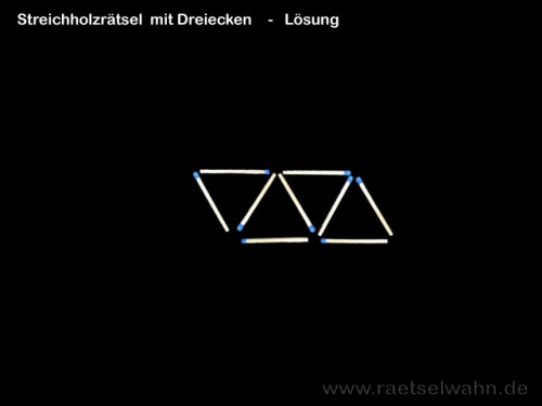 Streichholzrätsel Lösung: aus 3 werden 4 Dreieckek