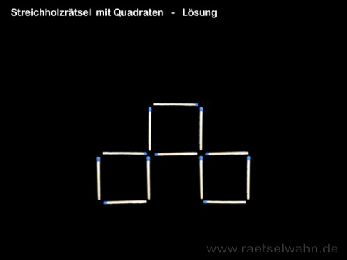 Lösung Streichholzrätsel mit Quadraten