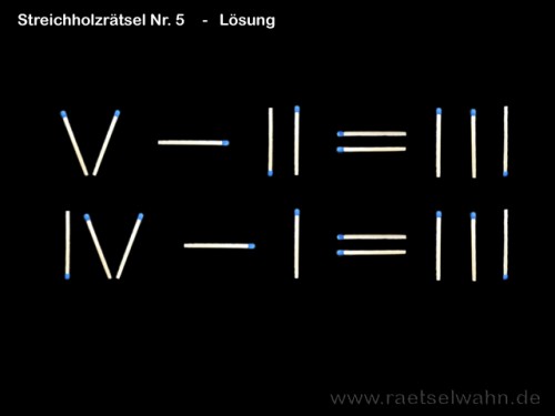 Lösung für Streichholzrätsel Nr. 5