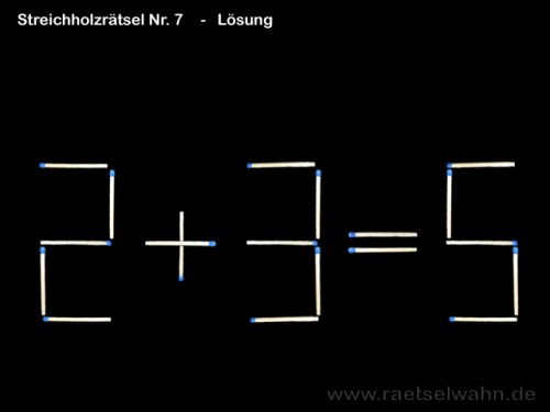 Streichholzrätsel Nr. 7 - Lösung