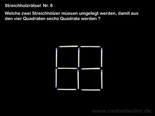 Streichholzrätsel Quadrate  - Rätsel Nr. 8