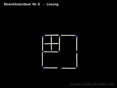 Lösung Nr. 8 - Streichholzrätsel Quadrate